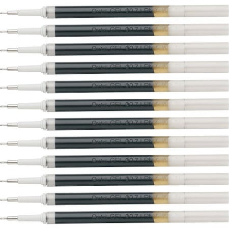 Pentel Gel Pen Refills, f/EnerGel, 0.7mm, Needle Tip, 12/BX, BK Ink PK PENLRN7ABX